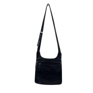 Nine West Black Leather Crossbody Bag Purse Y2K Minimalist Indie Boho Retro